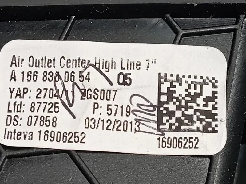 Griglia Condotto ARIA Cruscotto Centrale A16683000542A17 Mercedes Classe ML W166 2012