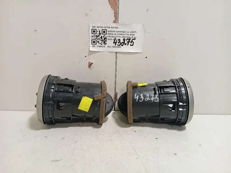 Griglia Condotto ARIA Cruscotto Centrale 68760-JD10A SX+DX Nissan Qashqai I 2007