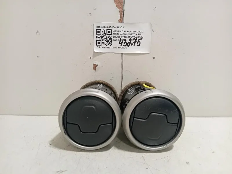 Griglia Condotto ARIA Cruscotto Centrale 68760-JD10A SX+DX Nissan Qashqai I 2007