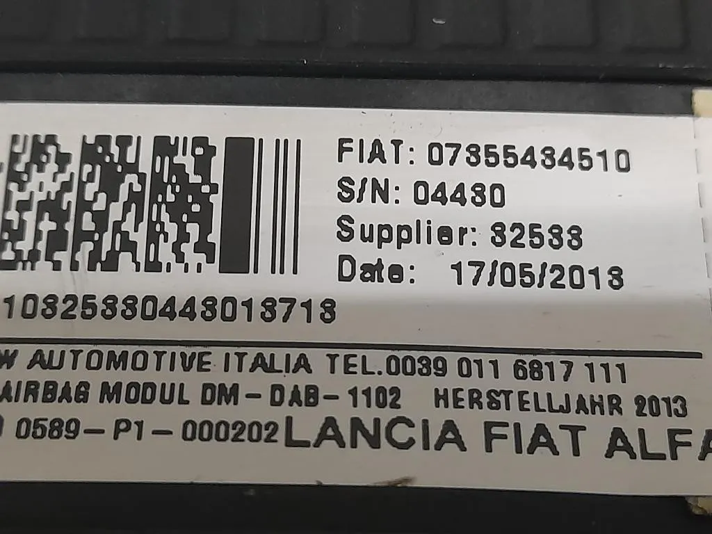 Air-bag Guidatore 07355434510 Fiat Panda II 2012