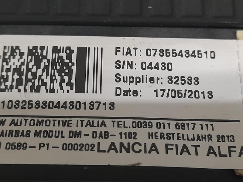 Air-bag Guidatore 07355434510 Fiat Panda II 2012
