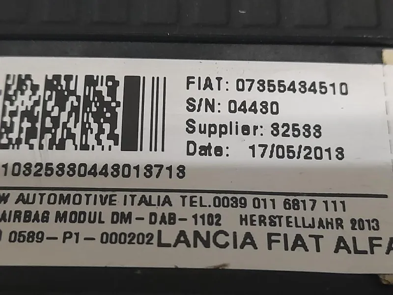 Air-bag Guidatore 07355434510 Fiat Panda II 2012