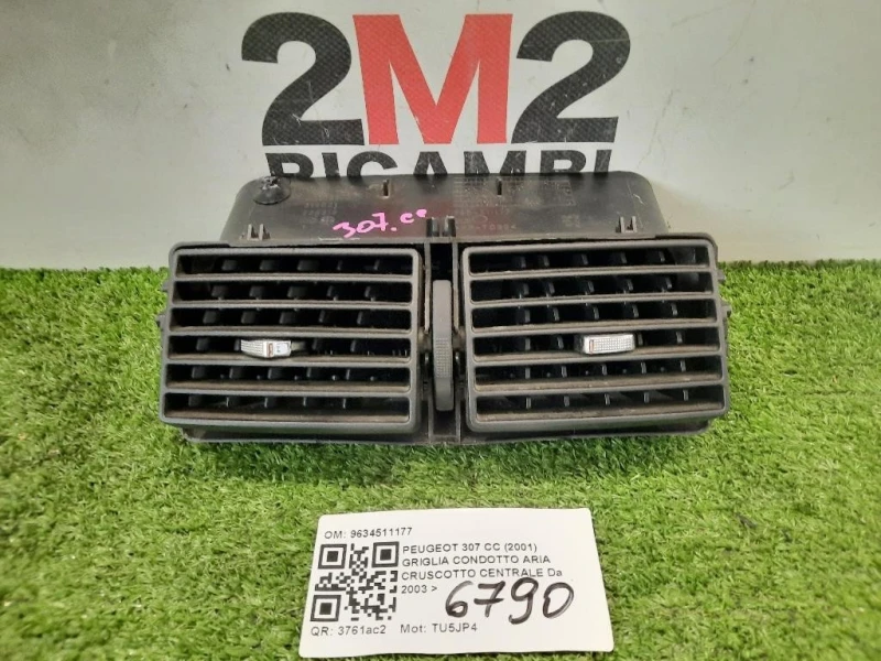 Griglia Condotto ARIA Cruscotto Centrale 9634511177 Peugeot 307 CC 2001