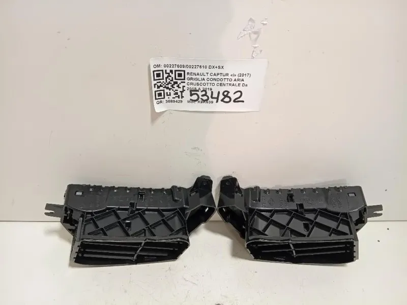 Griglia Condotto ARIA Cruscotto Centrale 0022760900227610 DX+SX Renault Captur I 2017