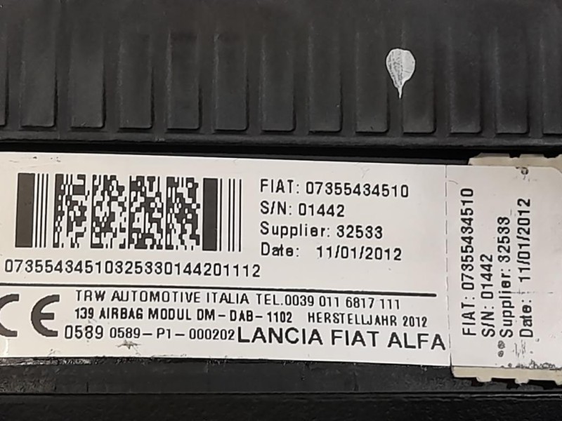 Air-bag Guidatore 07355434510 Fiat Panda III 2012