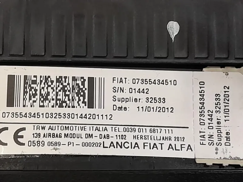Air-bag Guidatore 07355434510 Fiat Panda III 2012