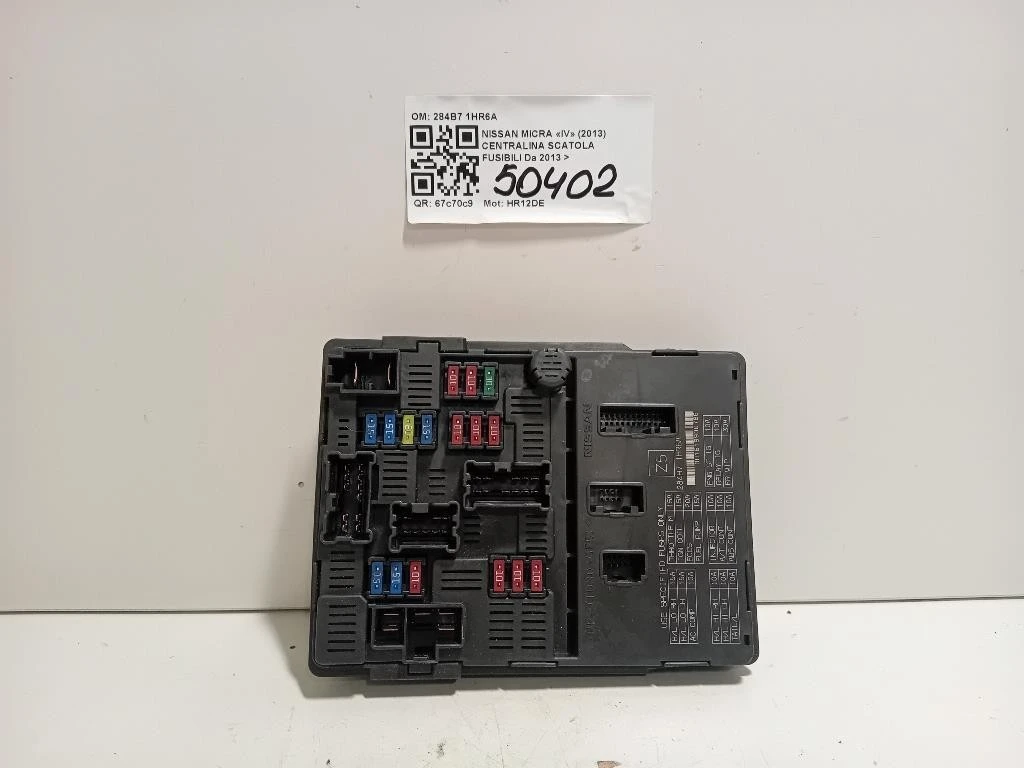 Centralina Scatola Fusibili 284B7 1HR6A Nissan Micra IV 2013