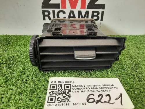 Griglia Condotto ARIA Cruscotto Centrale DX BHN16491X Mazda 3 III 2016