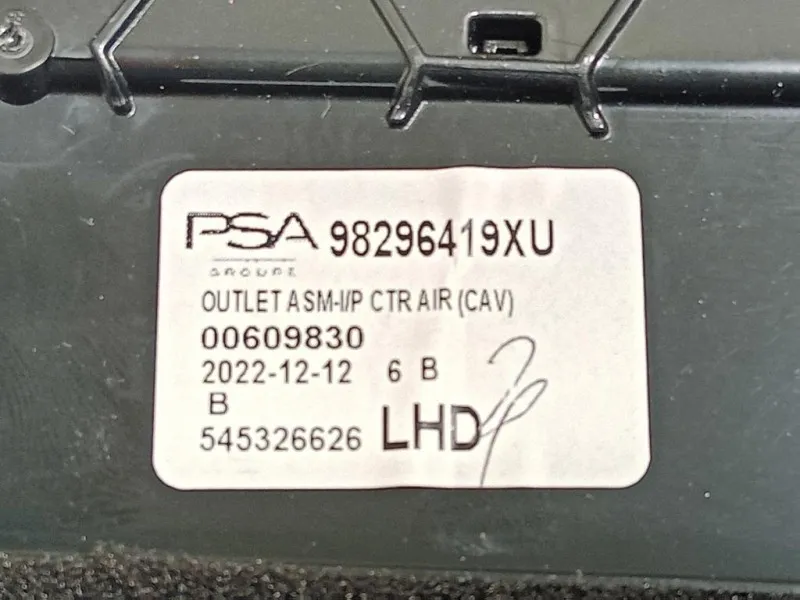 Griglia Condotto ARIA Cruscotto Centrale SUP 98296419 Opel Corsa F 2019