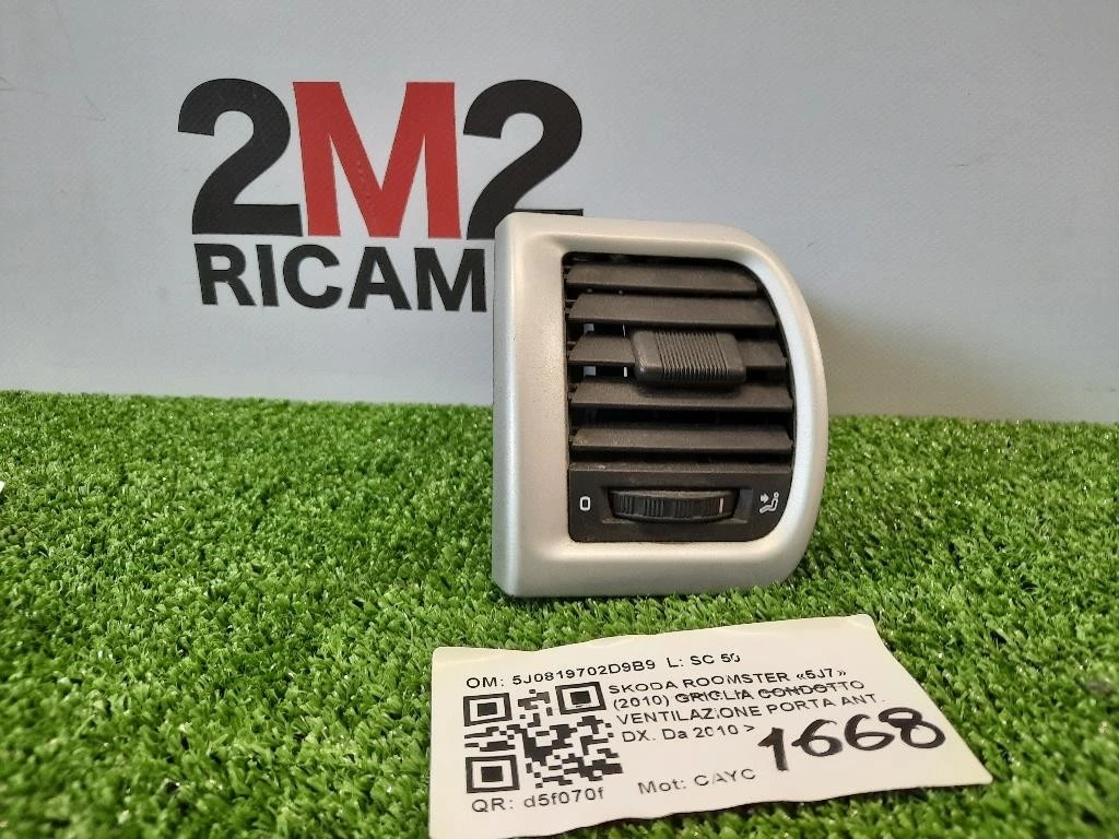 Griglia Condotto Ventilazione Porta ANT DX 5J0819702D9B9 Skoda Roomster 5J7 2010