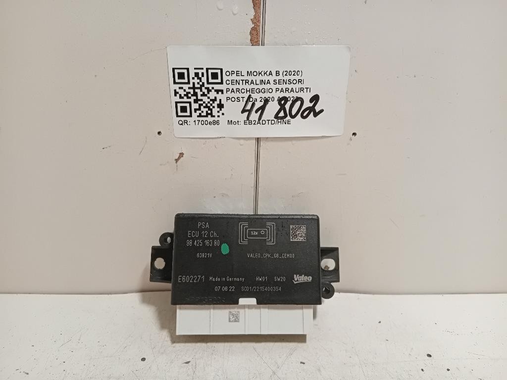 Centralina Sensori Parcheggio Paraurti POST 9842516380 Opel Mokka B 2020