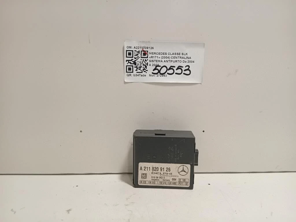 Centralina Sistema Antifurto A2218209126 Mercedes Classe SLK R171 2004