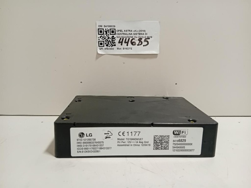 Centralina Sistema DI Navigazione 84186829 Opel Astra K 2016