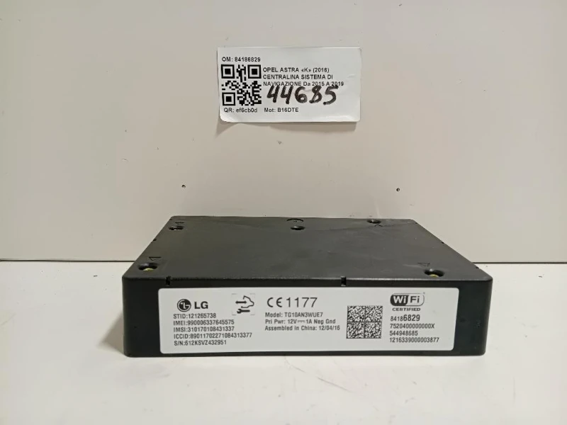 Centralina Sistema DI Navigazione 84186829 Opel Astra K 2016
