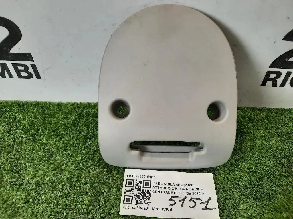 Attacco Cintura Sedile Centrale POST 78122-51K0 COPERTURA Opel Agila B 2008