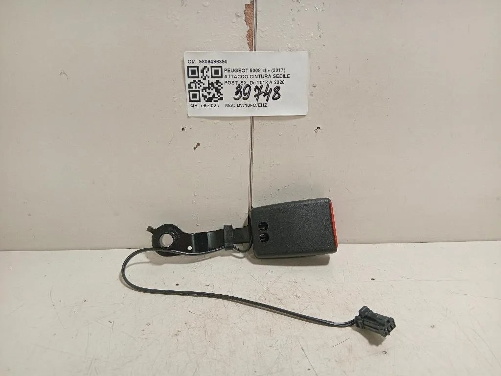 Attacco Cintura Sedile POST SX 9809496390 Peugeot 5008 II 2017