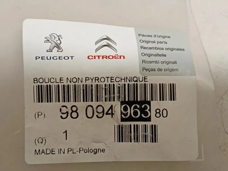 Attacco Cintura Sedile POST SX 9809496390 Peugeot 5008 II 2017