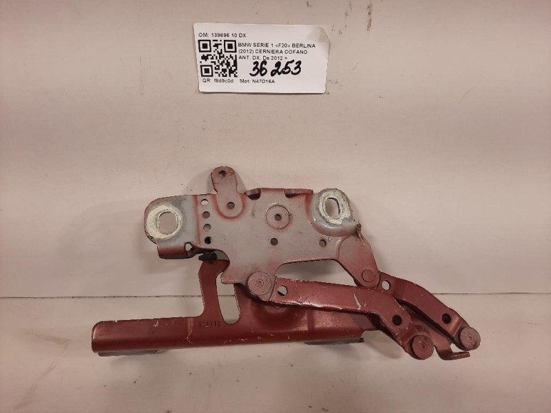 Cerniera Cofano ANT DX 139896 10 DX Bmw Serie 1 F20 Berlina 2012
