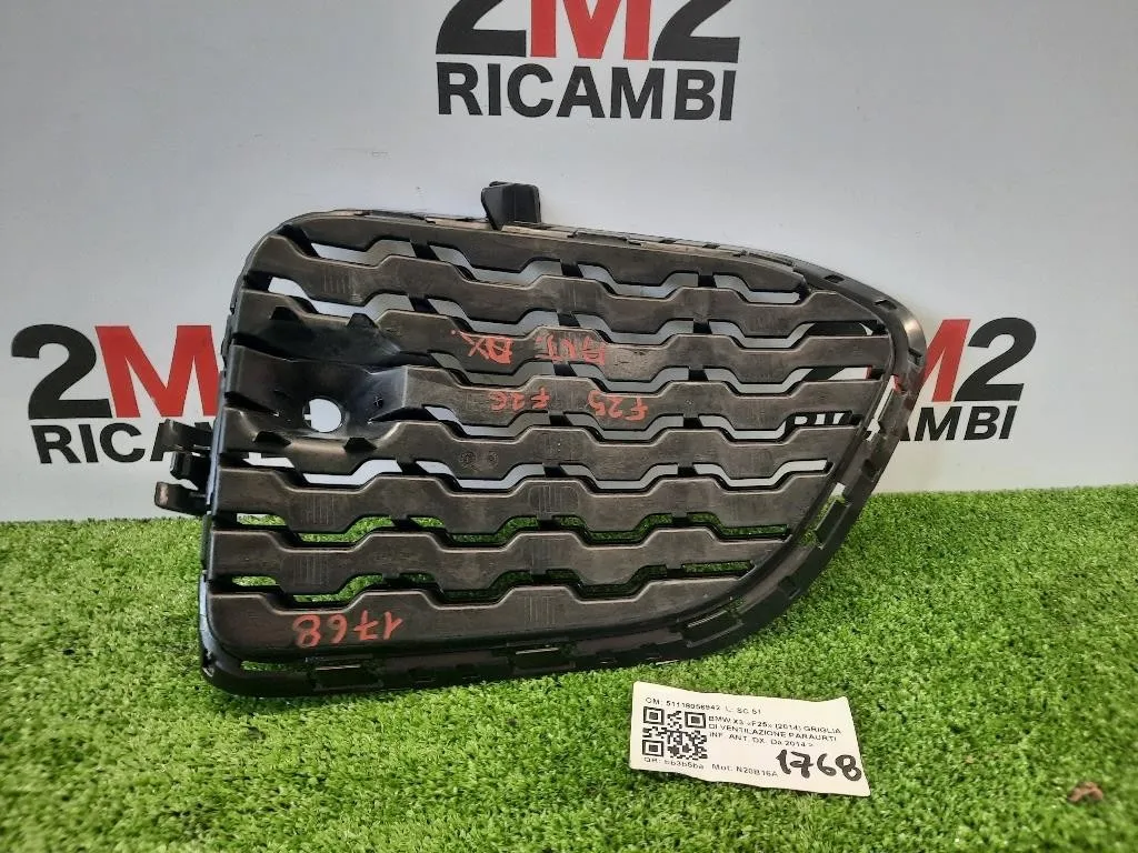 Griglia DI Ventilazione Paraurti INF ANT DX 51118056942 Bmw X3 F25 2014