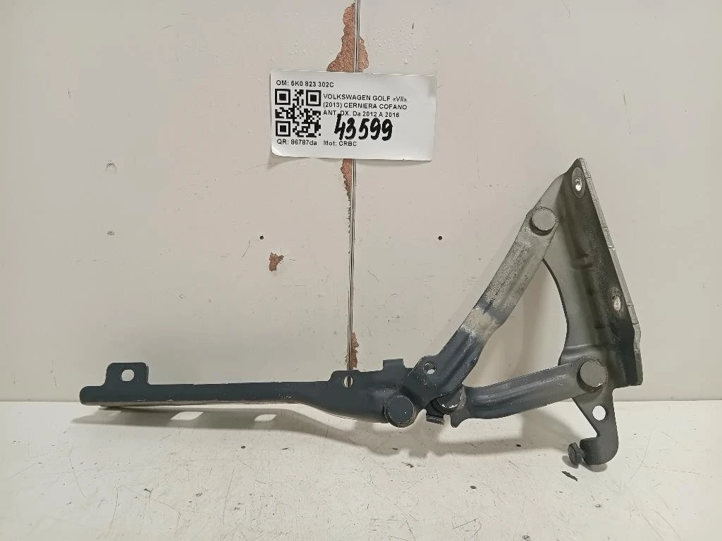 Cerniera Cofano ANT DX 5K0 823 302C Volkswagen GOLF VII 2013