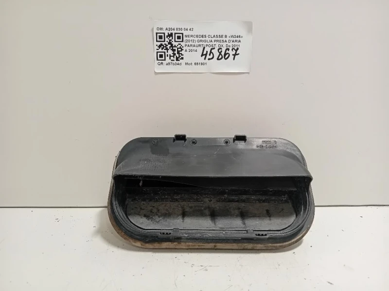 Griglia Presa Daria Paraurti POST DX A204 830 04 42 Mercedes Classe B W246 2012