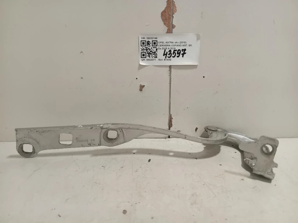Cerniera Cofano ANT SX 39032149 Opel Astra K 2016