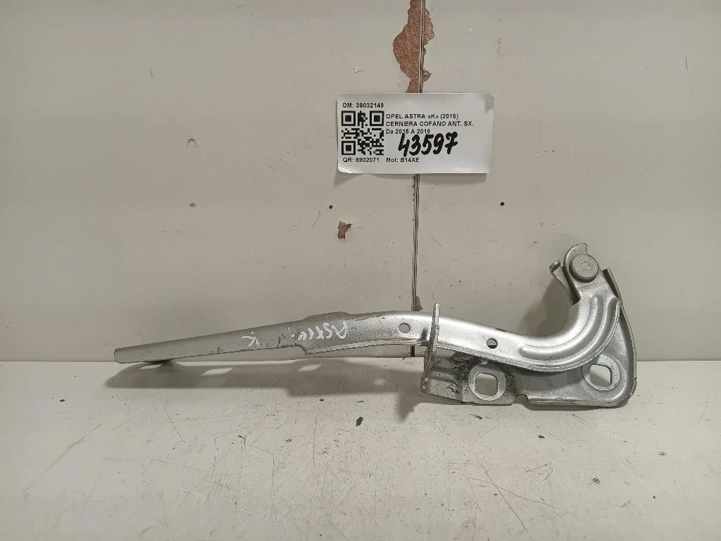 Cerniera Cofano ANT SX 39032149 Opel Astra K 2016