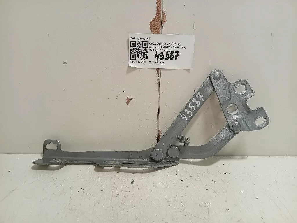 Cerniera Cofano ANT SX 473499010 Opel Corsa D 2011