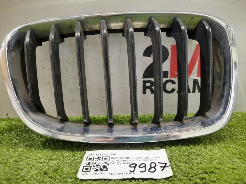 Griglia Radiatore DX 51137371686 Bmw Serie 1 F20 Berlina 2015