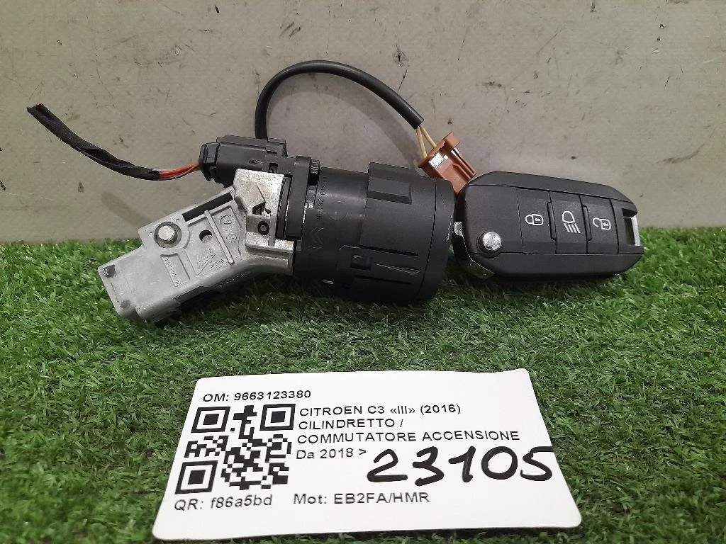 Cilindretto Commutatore Accensione 9663123380 Citroen C3 III 2016