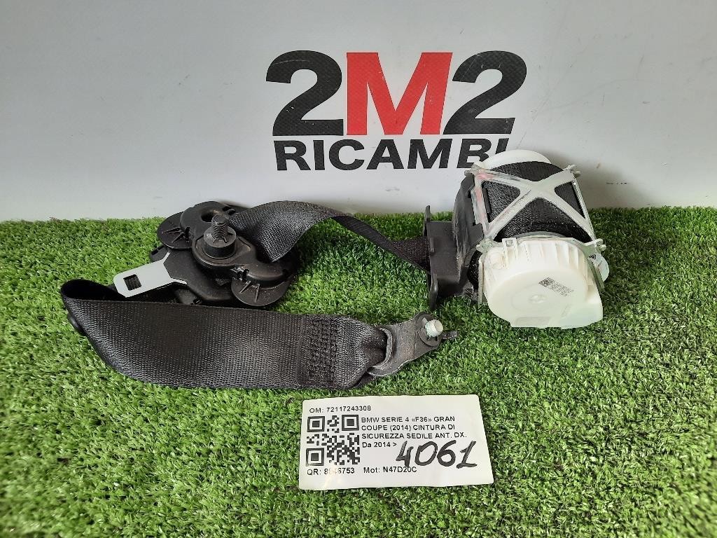 Cintura DI Sicurezza Sedile ANT DX 72117243308 Bmw Serie 4 F36 GRAN Coupe 2014