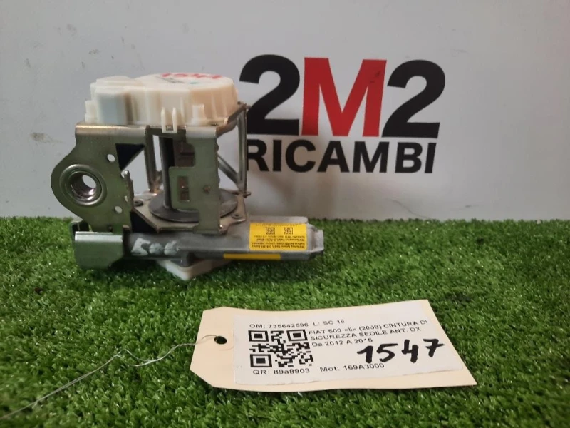 Cintura DI Sicurezza Sedile ANT DX 735642596 Fiat 500 II 2008
