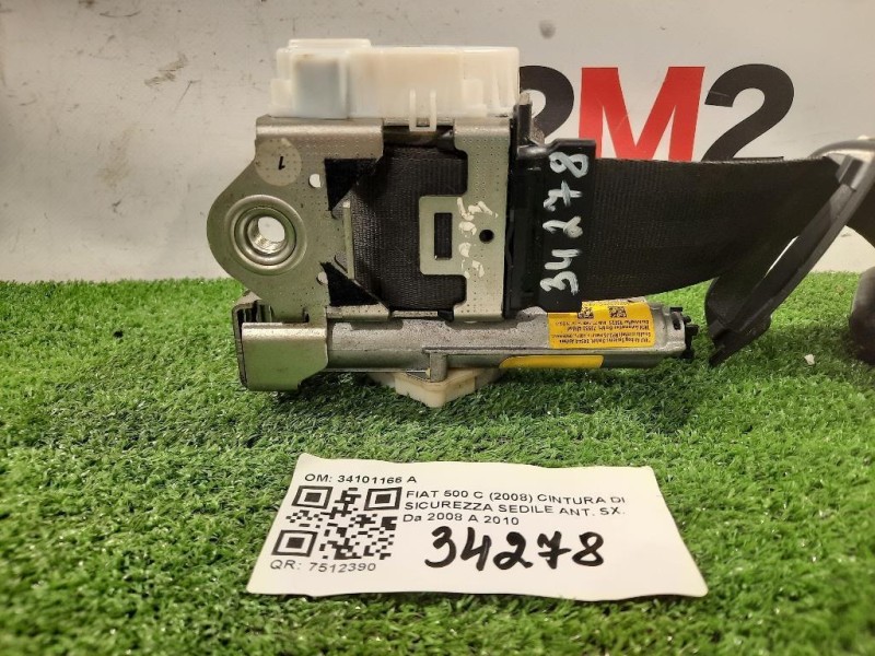 Cintura DI Sicurezza Sedile ANT DX 34101166 A Fiat 500 C 2008