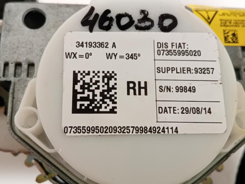 Cintura DI Sicurezza Sedile ANT DX 34193362 Fiat 500L 2013