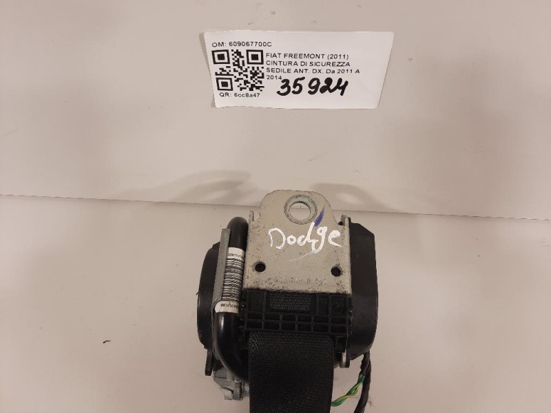 Cintura DI Sicurezza Sedile ANT DX 609067700C Fiat Freemont 2011