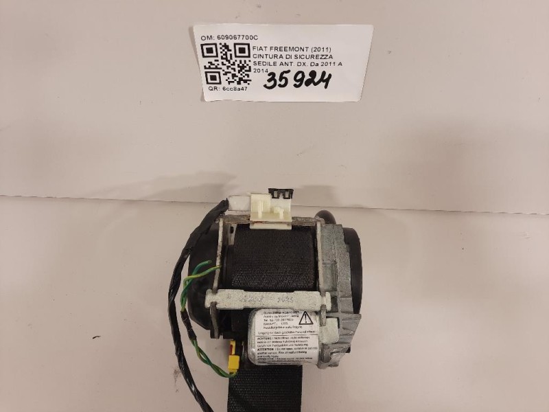 Cintura DI Sicurezza Sedile ANT DX 609067700C Fiat Freemont 2011