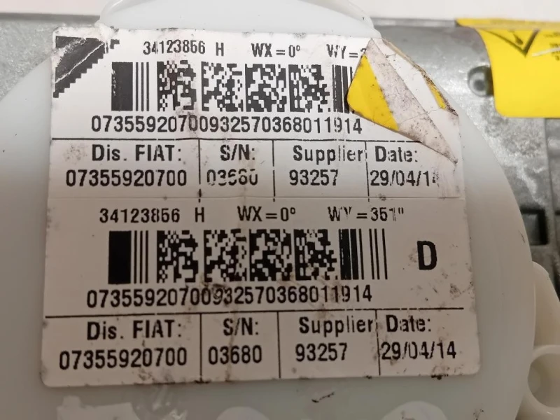 Cintura DI Sicurezza Sedile ANT DX 07355920700 Fiat Panda III 2012