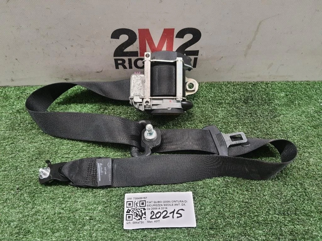 Cintura DI Sicurezza Sedile ANT DX 735489157 Fiat QUBO 2008