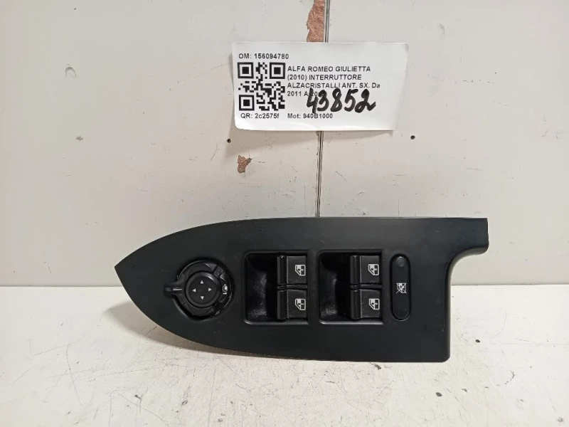 Interruttore Alzacristalli ANT SX 156094780 Alfa Romeo Giulietta 2010