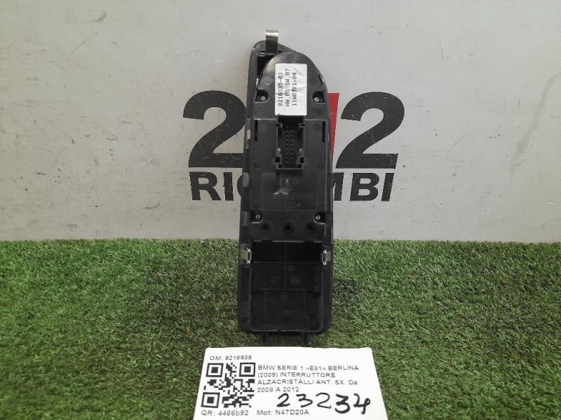 Interruttore Alzacristalli ANT SX 9216535 Bmw Serie 1 E81 Berlina 2005