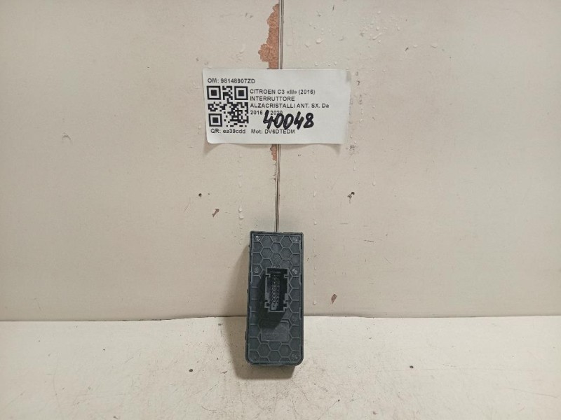 Interruttore Alzacristalli ANT SX 98148907ZD Citroen C3 III 2016