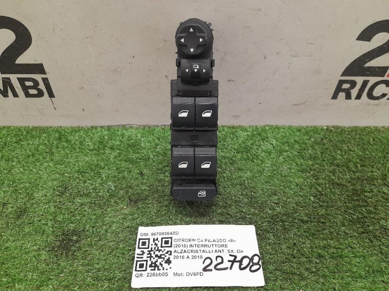 Interruttore Alzacristalli ANT SX 96788264ZD Citroen C4 Picasso II 2016
