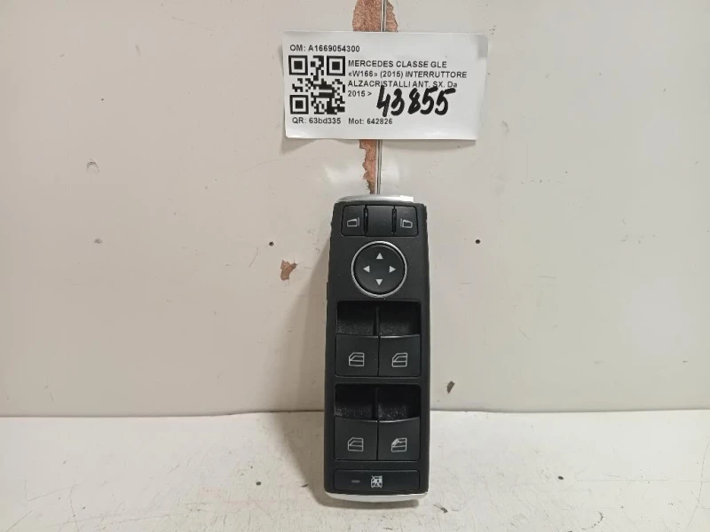 Interruttore Alzacristalli ANT SX A1669054300 Mercedes Classe GLE W166 2015