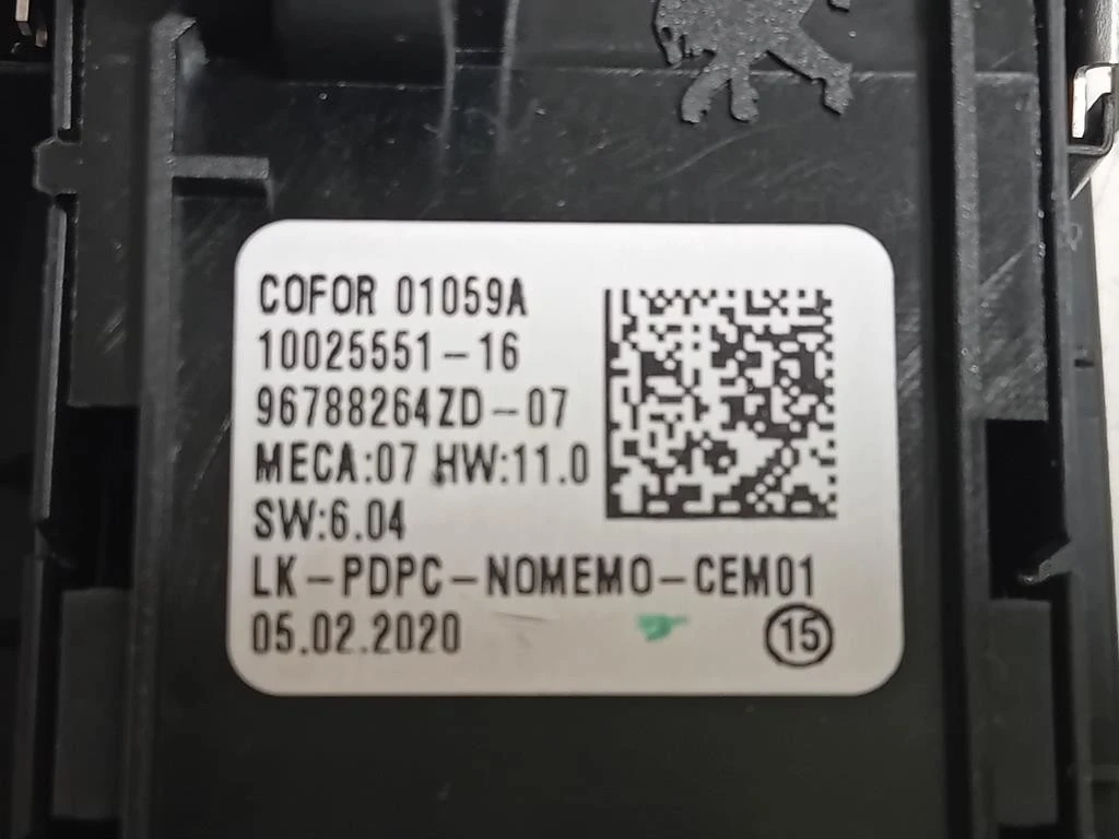 Interruttore Alzacristalli ANT SX 96788264ZD Opel Corsa F 2019