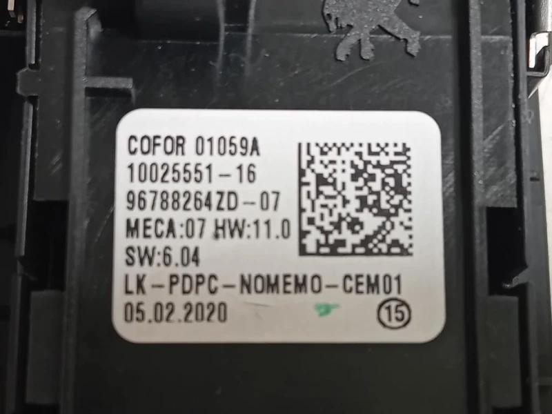 Interruttore Alzacristalli ANT SX 96788264ZD Opel Corsa F 2019