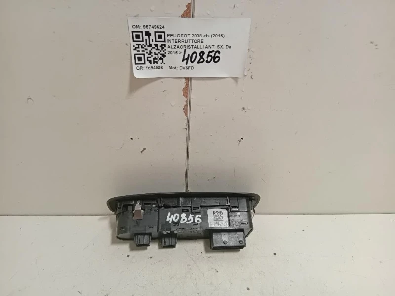 Interruttore Alzacristalli ANT SX 96749624 Peugeot 2008 I 2016