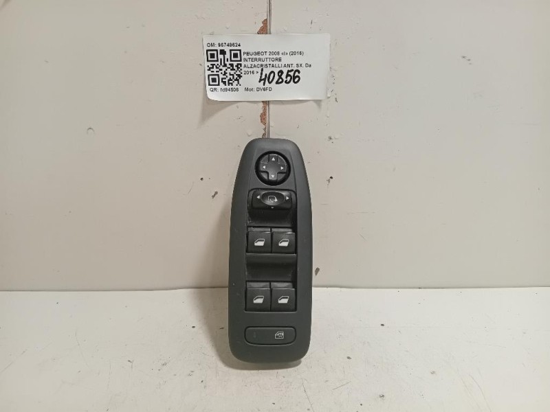 Interruttore Alzacristalli ANT SX 96749624 Peugeot 2008 I 2016
