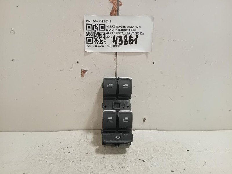 Interruttore Alzacristalli ANT SX 5G0959857E PULSANTIERA Volkswagen GOLF VII 2013