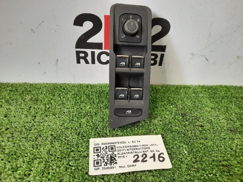 Interruttore Alzacristalli ANT SX 5G0959857EWZU Volkswagen T-roc 2017