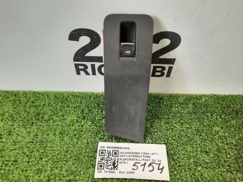 Interruttore Alzacristalli POST DX 5G0959855KWHS ALZAVETRO Volkswagen T-roc 2017